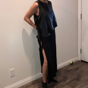 Black cocktail dress with super high slits.